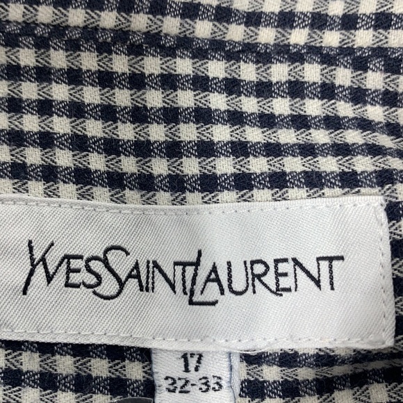 MEN’S Yves Saint Laurent Black White Button Down Long Sleeve Shirt Size 17 32-33 - Picture 4 of 5